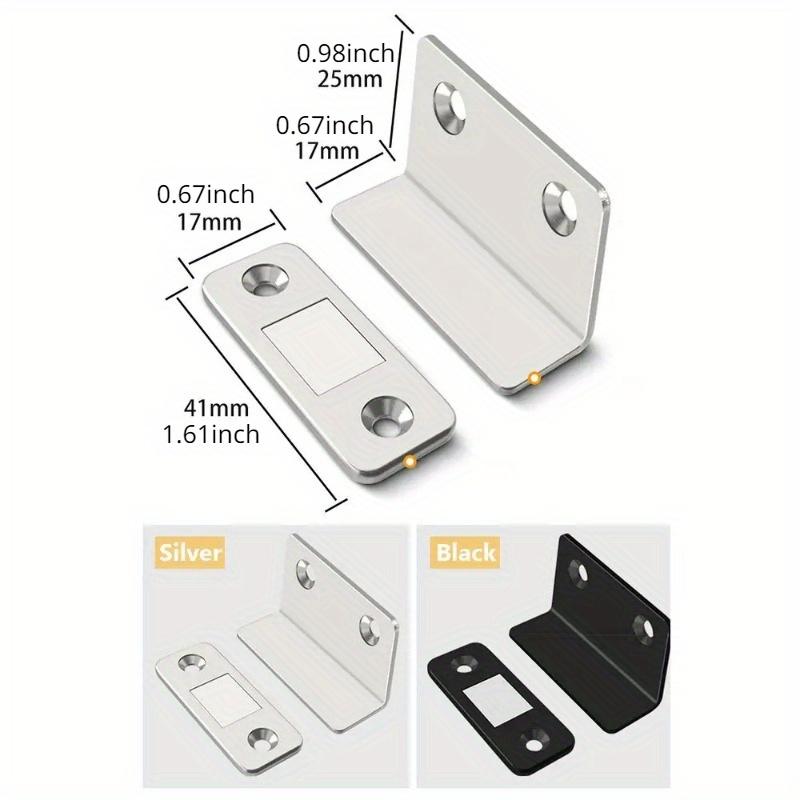 2 Stück Selbstklebender Riegel L-Typ Unsichtbarer Starker Magnetischer Stahl Schnappriegel Türsaugung Schrank Schrank Schließer Heimwerkerbedarf