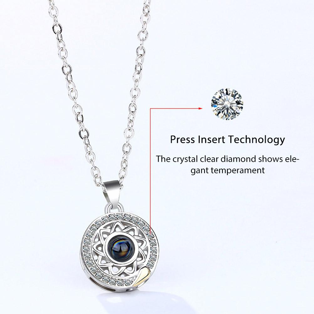 1 Pair Sun and Moon Magnetic Necklaces 100 Languages I Love You Projection Couples Necklace Matching Necklace for