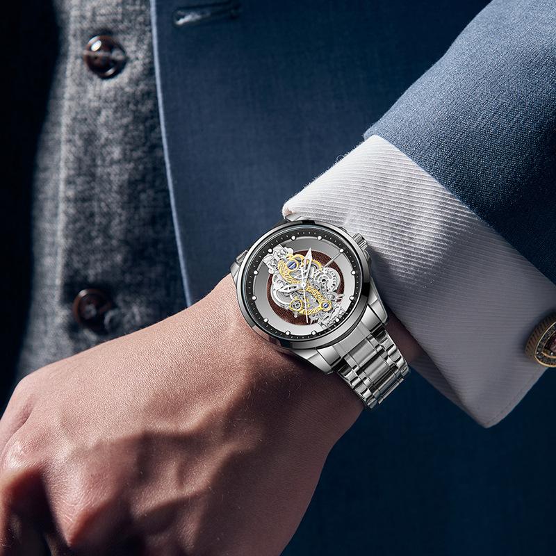 Double-sided Transparent Hollow Men's Watch Men's Waterproof Luminous Quartz Watch Men's Watch