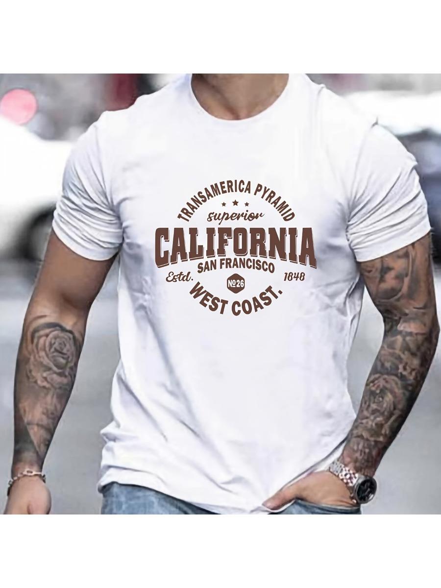

Мужская повседневная спортивная футболка свободного кроя с принтом California West Coast, круглым вырезом и короткими рукавами с 3D-принтом 6XL
