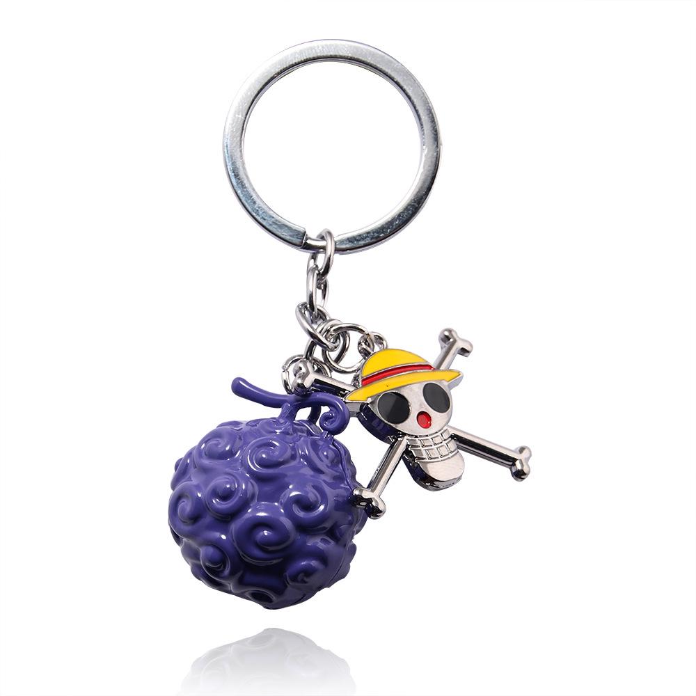 One Piece Devil Fruit Keychain & Zoro Metal Pendant Set