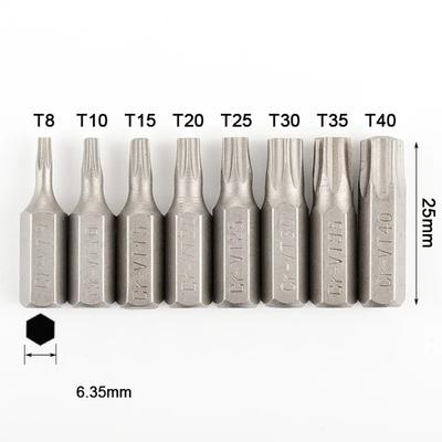 1pc 1/4 Inch Hex Shank Screw Driver Bit S2 Alloy Steel 6 Point Star Head Screwdriver Set Torx Bits