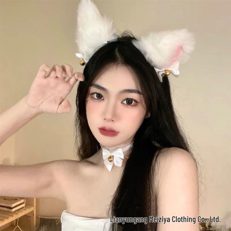 Cute Lace Cat Ears & Rabbit Headband with Bell and Bow for Christmas Costume