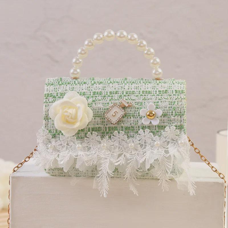 Xiaoxiangfeng Snowflake Velvet Toddler Princess Bag with Pearl Handle