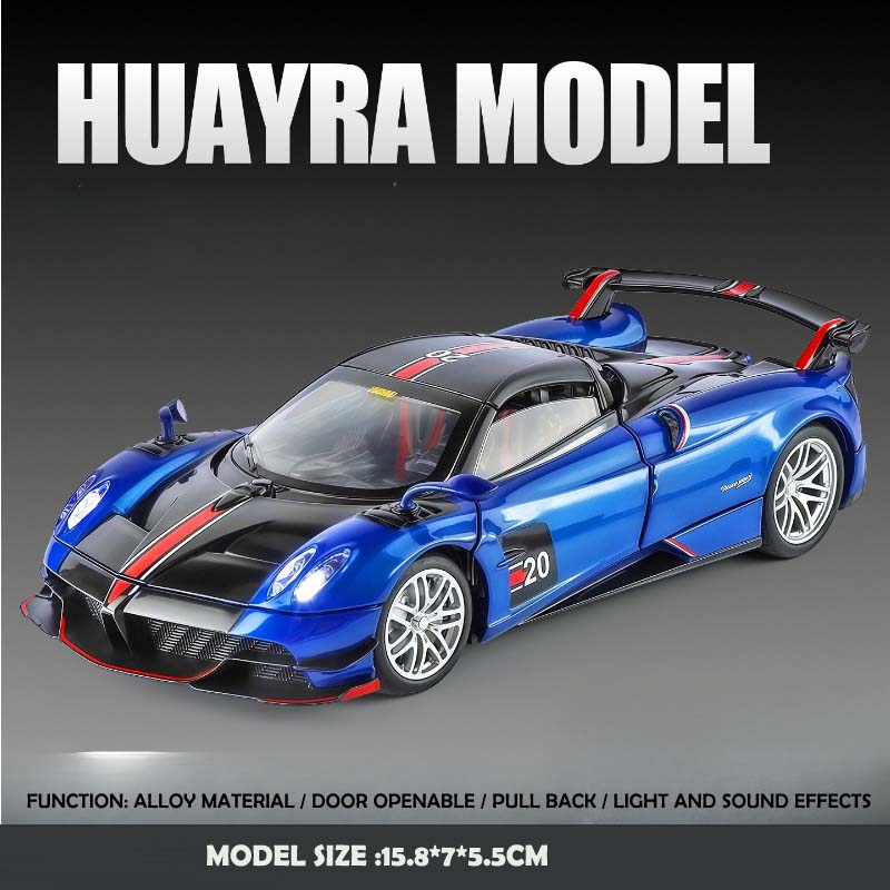 Simulation 1/32 Pagani Huayra BC Alloy Car Model with Light and Sound Collection Miniature Voiture Toy Vehicle Gift Children Boy