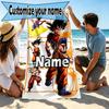 Custom Name Personalized Anime Print Beach Towel, for Trip Camping Beach Party Home Decor, Birthday Gift for Family & Friends