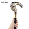 Goldener Schwarzer Langkopf Schädel Mode Gehstock Dekorativ Cospaly Vintage Party Modischer Stock Halloween Krummstab 92cm