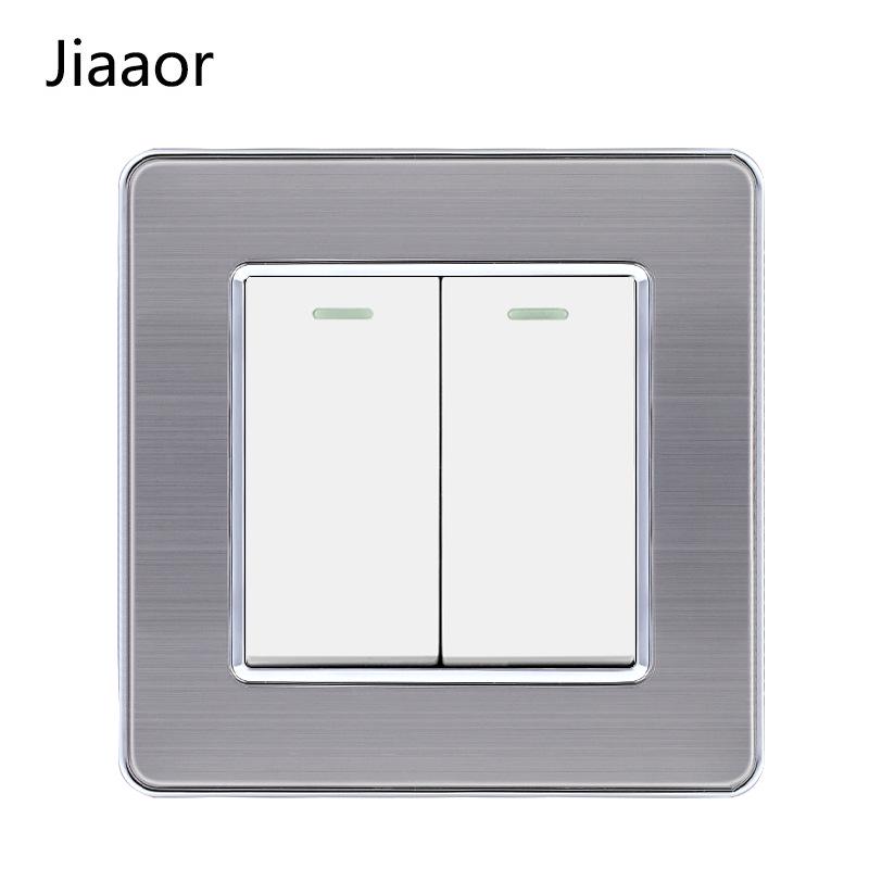 Padrão Europeu Tipo 86 Painel de Interruptor e Tomada de Parede Duplo em Aço Inoxidável com USB-C, Estilo Alemão, Montagem de Parede Embutida.