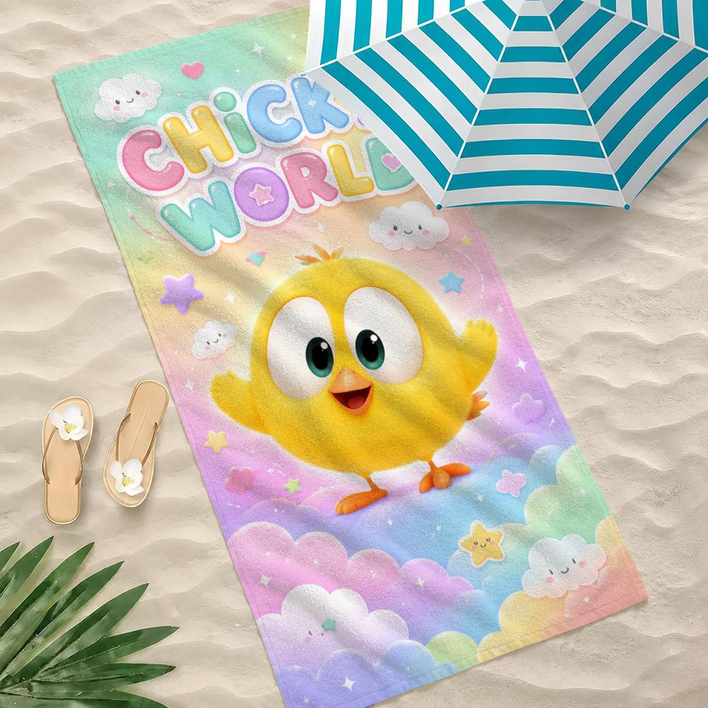 Cartoon Where's Chicky Towel Microfiber Beach Towel Quick Dry Absorbent Soft for Swimming Yoga Resort Travel Camping