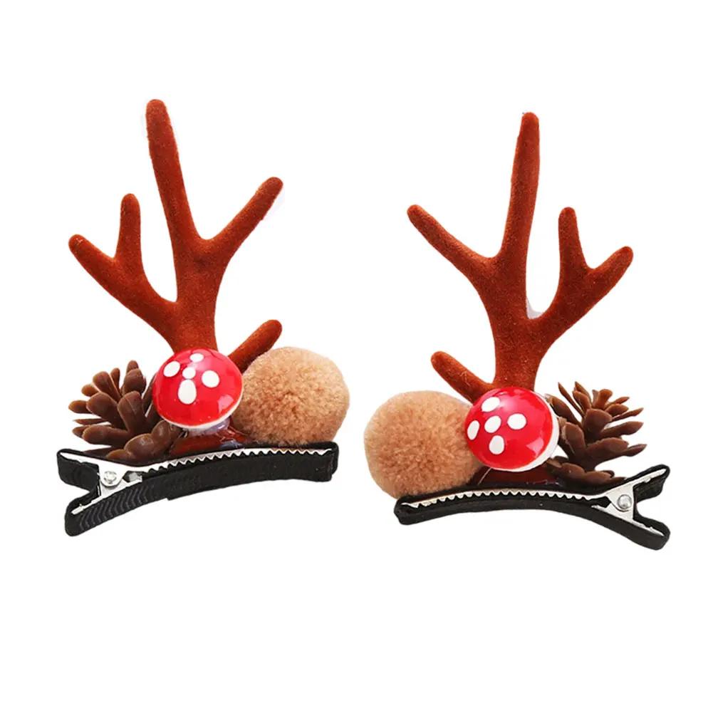 Christmas Decorative Deer Antler Hair Clip Party Costume Accessory Halloween Adult Hair Card Adorable Girl Heart Festival Gift