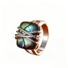 Geometric Abalone Shell Diamond Patchwork Ring - Luxury Retro Punk Hip Hop Style