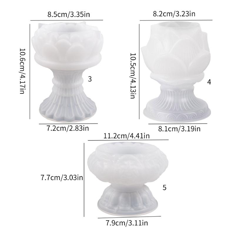 DIY Lotuses Silicone Mold Candle Holder Aromatherapy Gypsum Cement Mould 3D Flower Epoxy Resin Molds Home Decorations