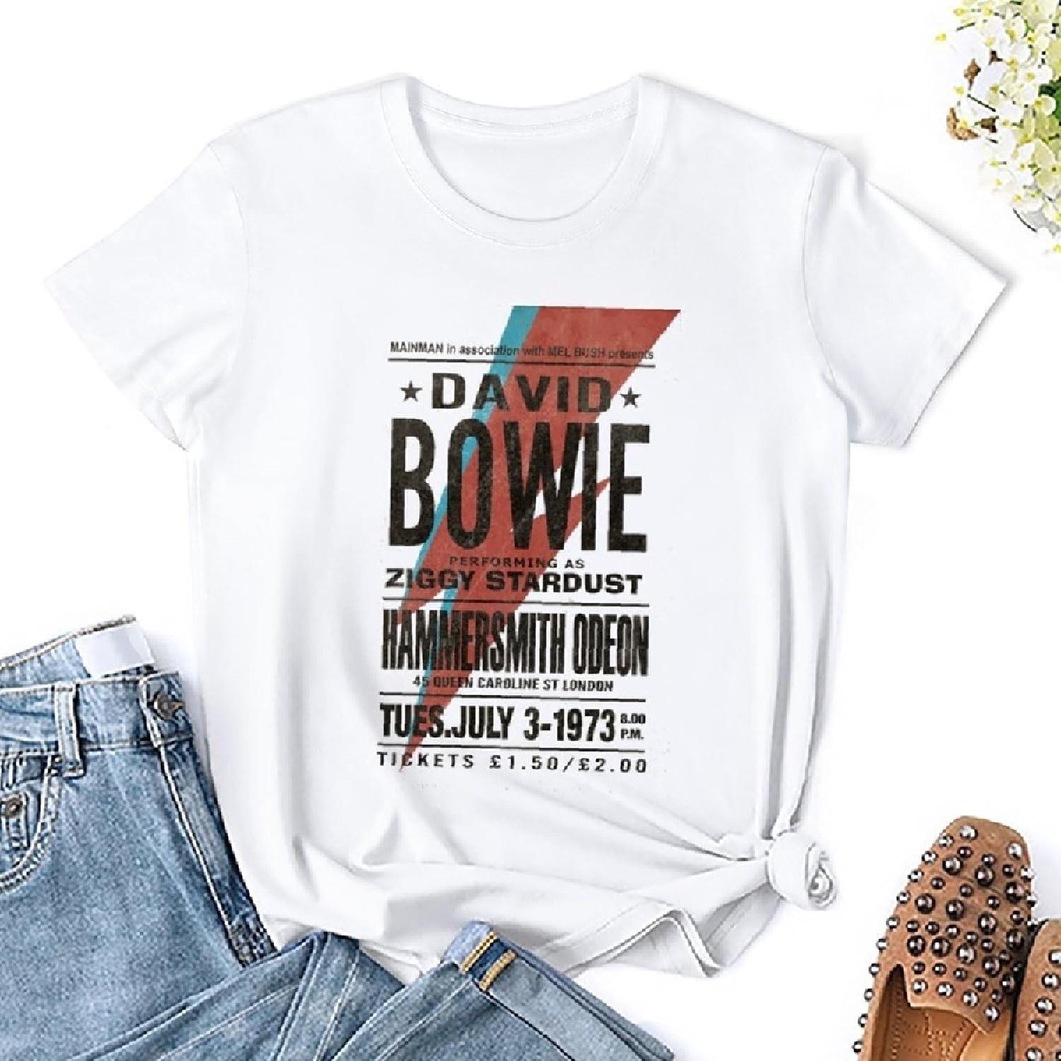 Jyuha David Bowie Women T-Shirt Casual Summer Short Sleeve Tops S белый