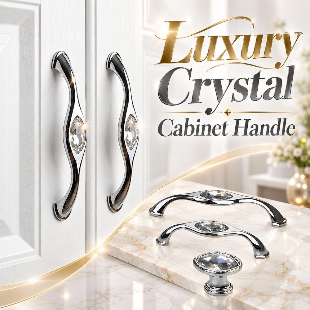 Polished Crystal Cabinet Handle Shiny Furniture Knob Gold Drawer Pull Wardrobe Furniture Cabinet