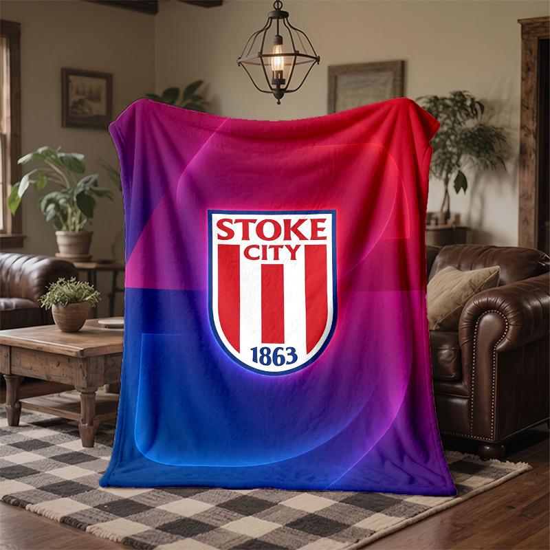 Stoke City Football Print Flannel Blanket Soft Warm Sofa Bed Throw Blanket For Home Office Bedroom