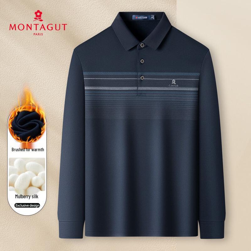 

MONTAGUT Men s Silk Blend Long-Sleeve Polo Shirt 52