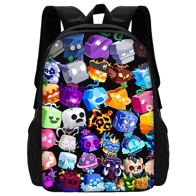 Cartoon Blox Fruits Kinder Schulrucksack mit Umhängetasche Federmäppchen Schultaschen für Jungen Mädchen Bestes Geschenk