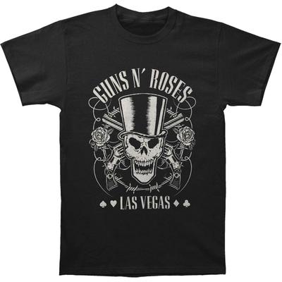 Men's Guns N Roses Top Hat, Skull, & Pistols Slim Fit T-shirt Large Black