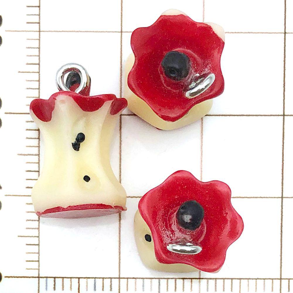 Set of 10 Red Resin 3D Apple Pendants for DIY Jewelry Accessories