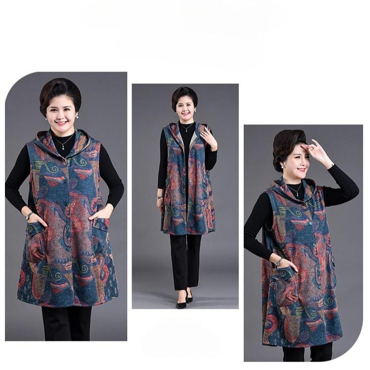 2026 Spring/Autumn New Fashionable Mom's Clothing Plus Size Middle Aged and Elderly Women's Elegant Vest Jacket