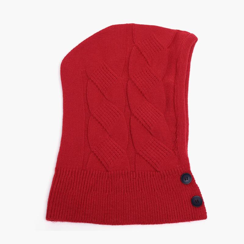 Ribbon Button Knit Balaclava Neck Warmer Blue