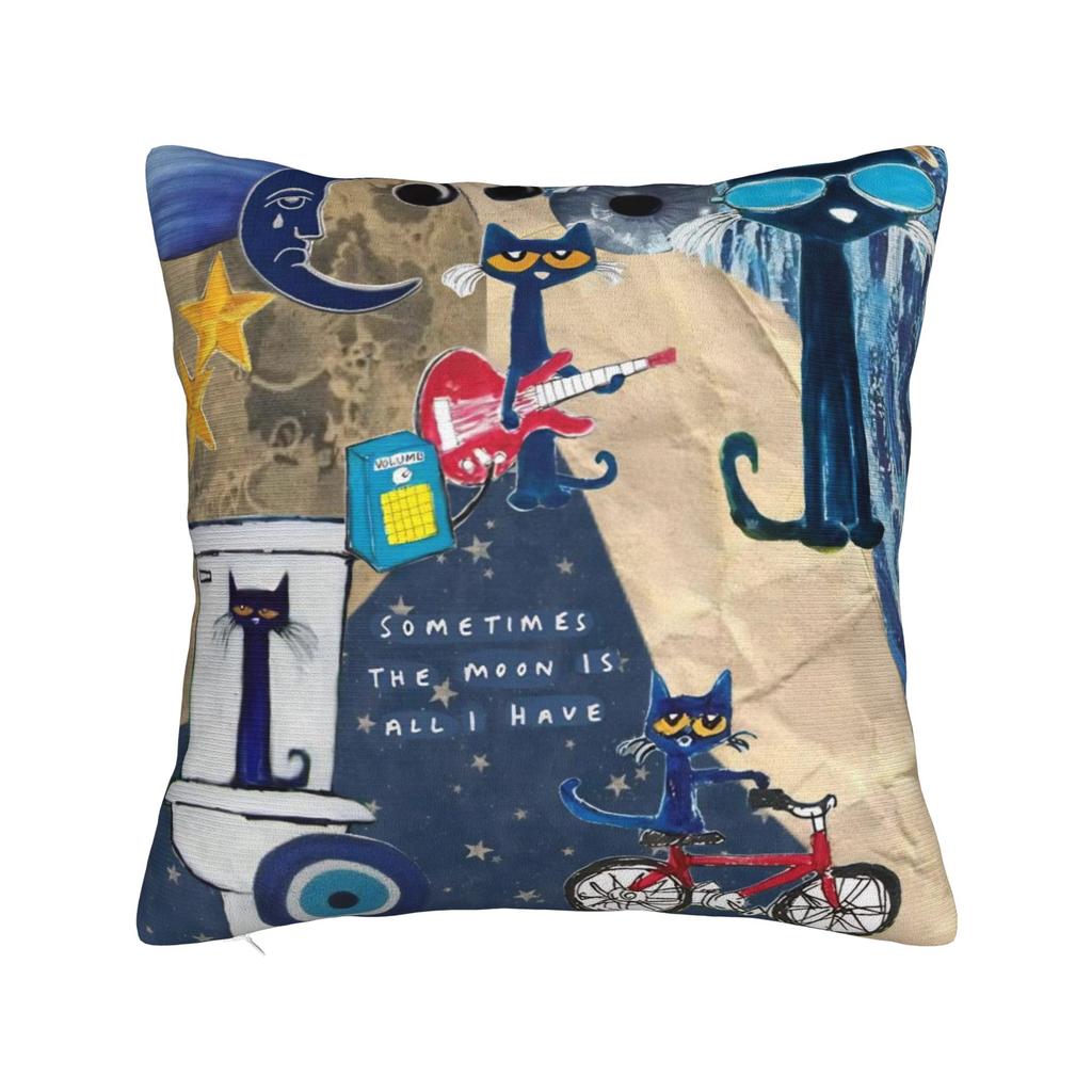 Cartoon Movies Cat Book Petes the cat Throw Pillow Cover Polyester Cushions for Sofa Fashion Pillowcover Home Decor