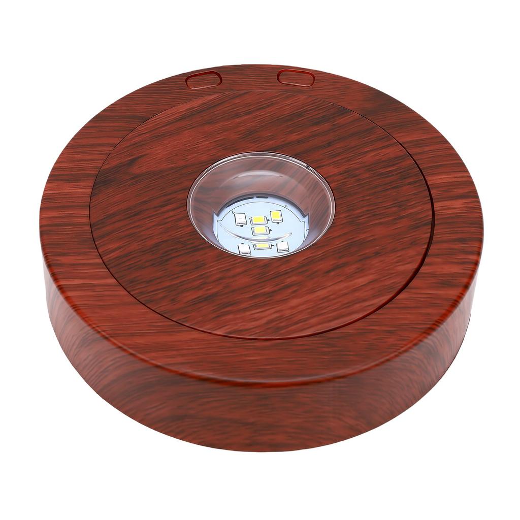 LED Light Rotating Display Base Multicolor Spinning Round Crystal Glass Lighted Display Stand