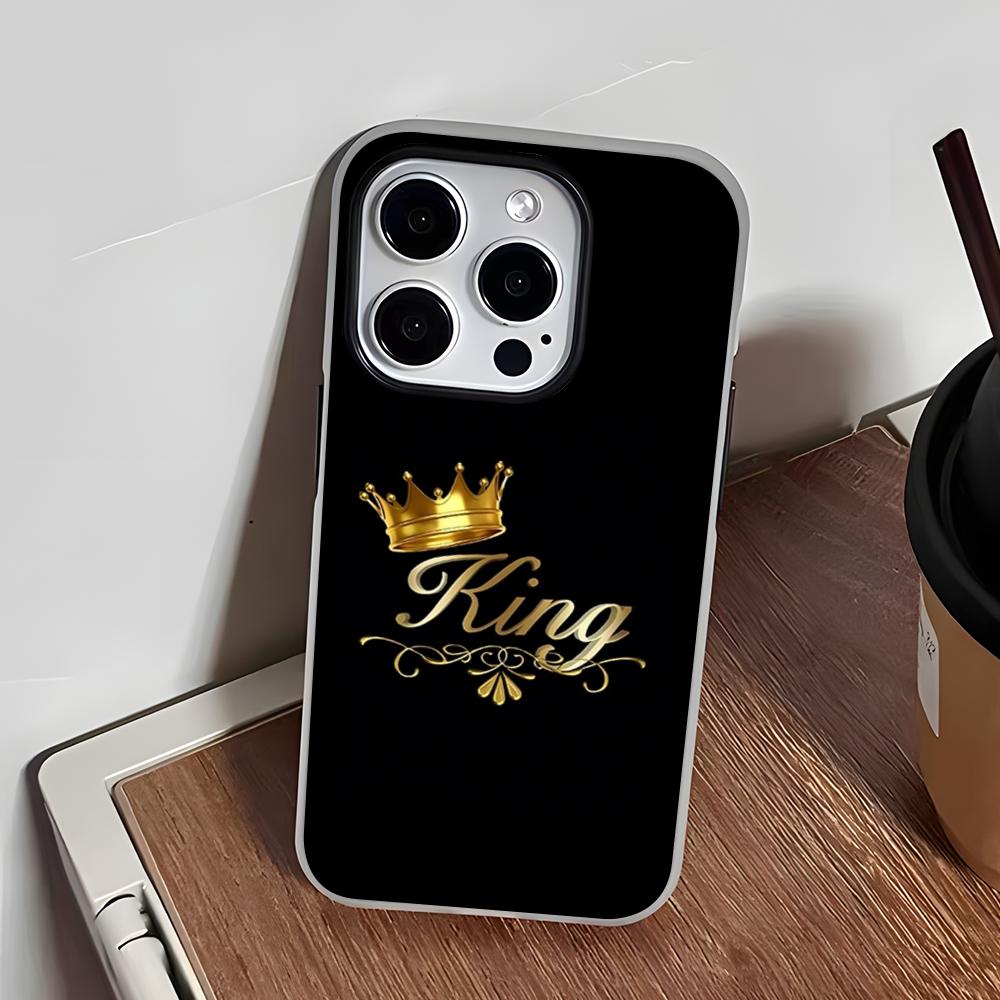 KING Queen Crown Letter Phone Case For IPhone 17 Air 16 E 15 14 Plus 13 12 11 Pro Max Jelly 2 In 1 Protective Case