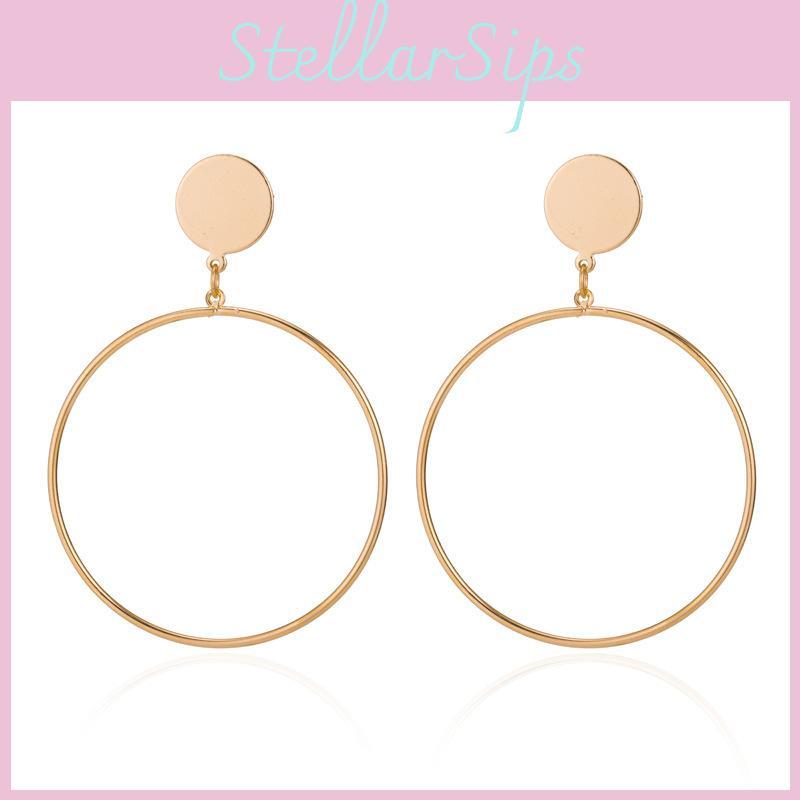 Fashionable Alloy Hoop Earrings For Women Trendy Geometric Statement Jewelry