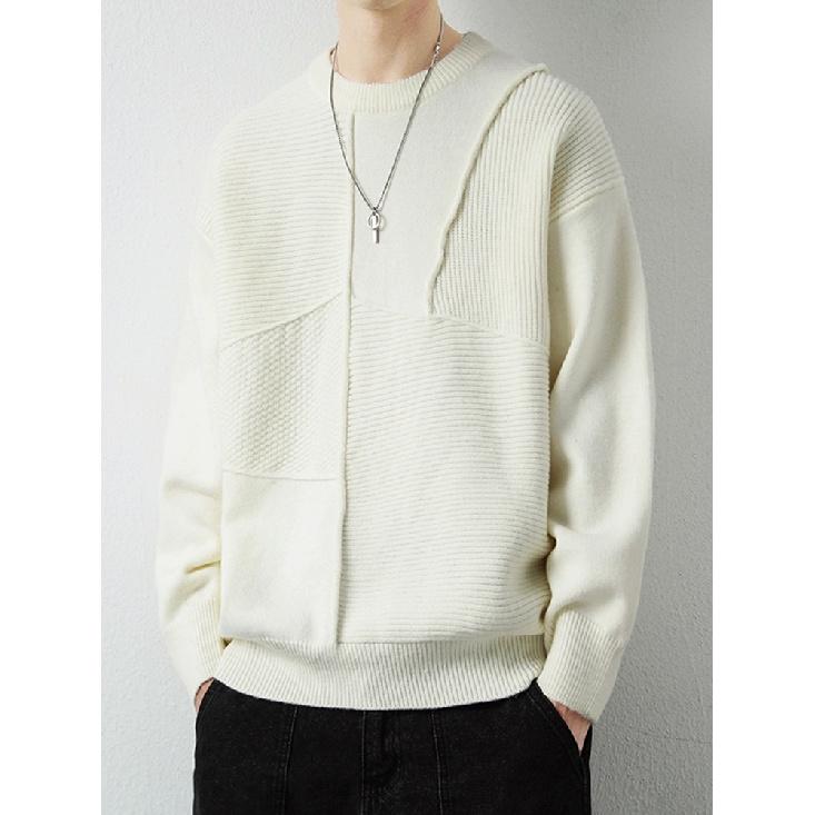 

Мужской модный свитер с круглым вырезом, мужская осенне-зимняя молодежная свободная повседневная куртка, свитер 3XL белый