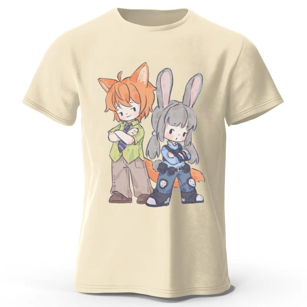 Latest Disney Zootopia2 Couple Pure Cotton Tshirt for MenWomen Daily Casual Soft High Quality Large Sports Short Sleeve Top
