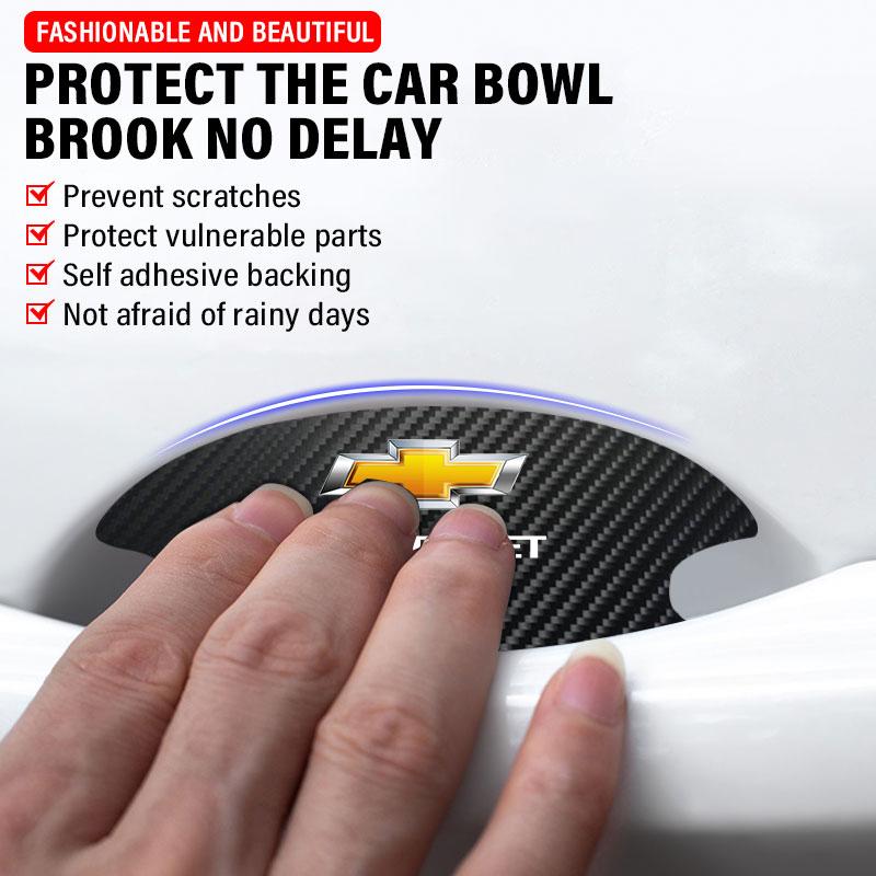 Car Door Handle Protection Sticker Emblem Car Decoration Styling for Chevrolet Chevry Cruze Impala Camaro Garna Equinox Volt Yakista AVEO Sedan Malibu