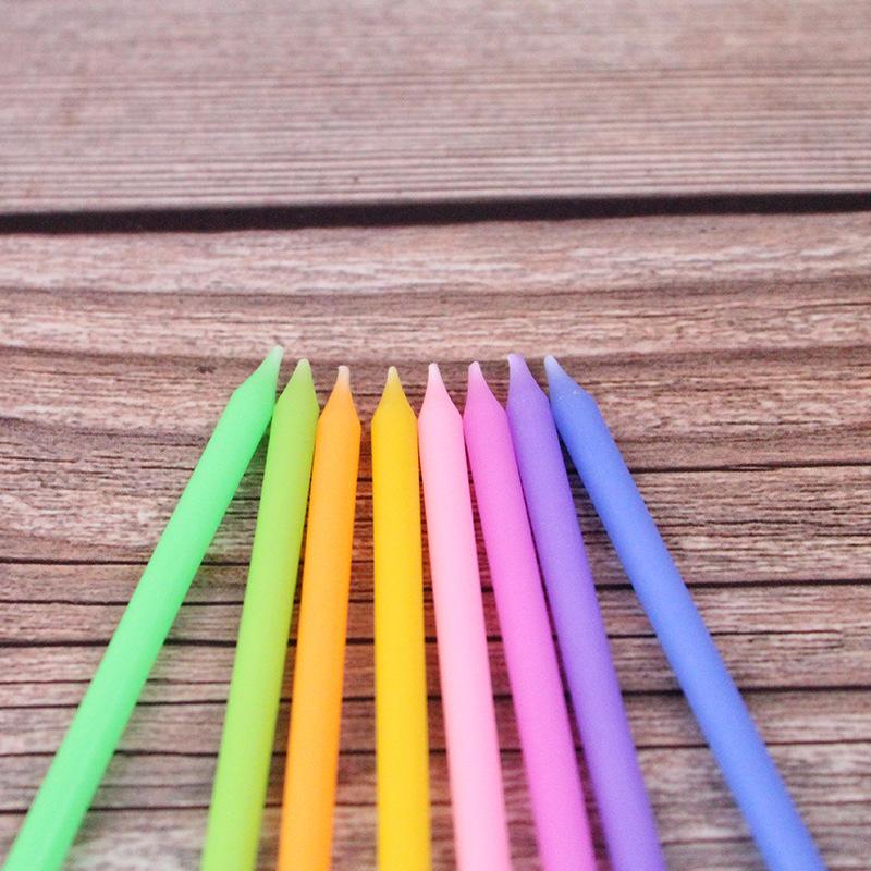 Rainbow Candle Gradient Rainbow Birthday Candle Creative Colored Pencil Slim Candle Cake Decorative Wax