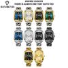 BINBOND Men's Watch Authentic Light Luxury Wine Barrel Steel Belt Waterproof Night Light Calendar Men's Student Quartz Watch