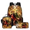 One Piece Anime Backpack 3Pcs Set Cartoon School Backpack Crossbody Bag Pencil Case Student Schoolbag Travel Backpack Gift