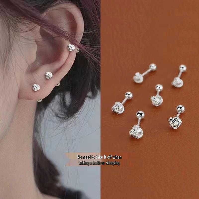Ruyi Knot High-End Cartilage Studs: Versatile Fashion Ear Accessories for Daily Commute and Casual Style