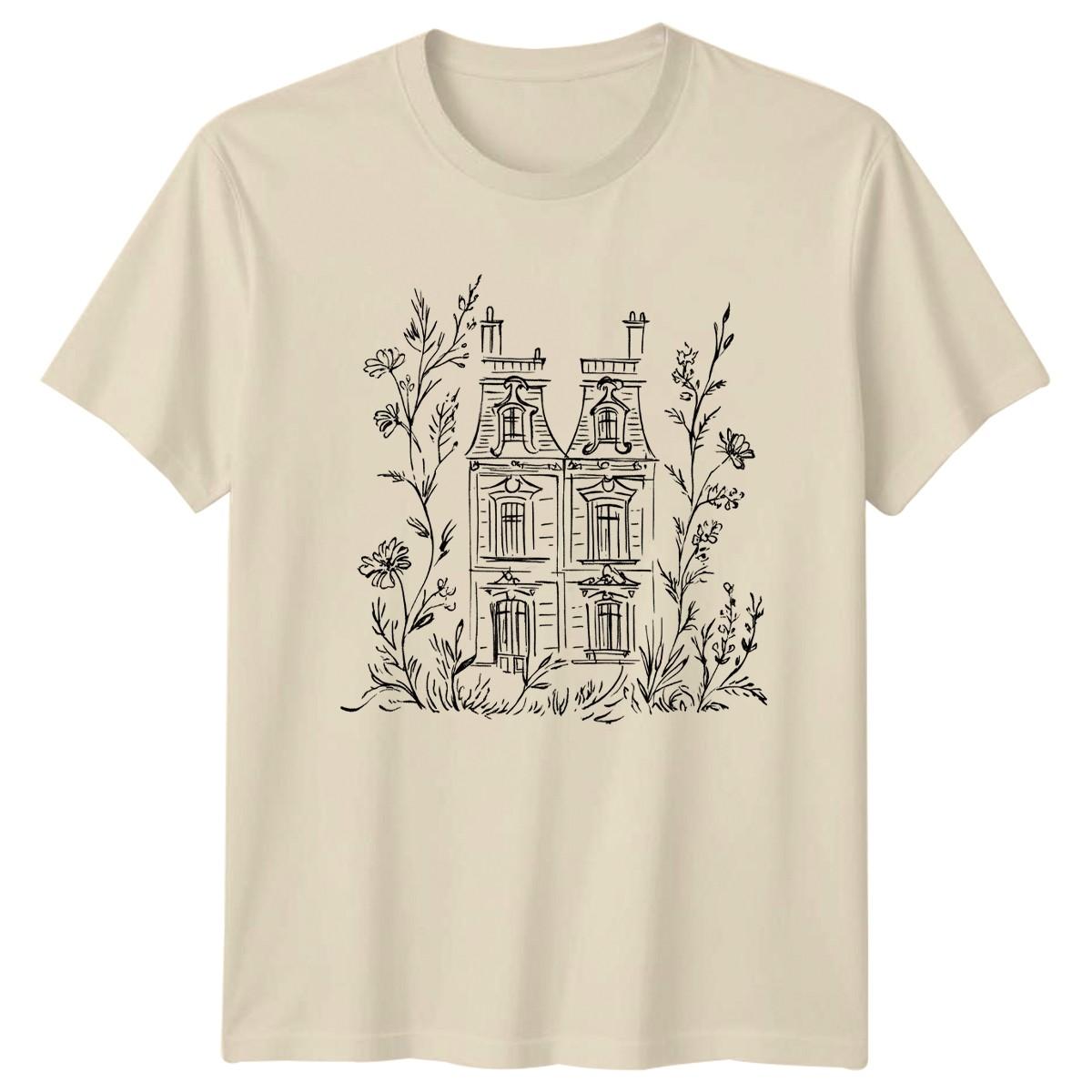 Detailed House Illustration Surrounded By T-Shirt Cottagecore Architecture XXXXL