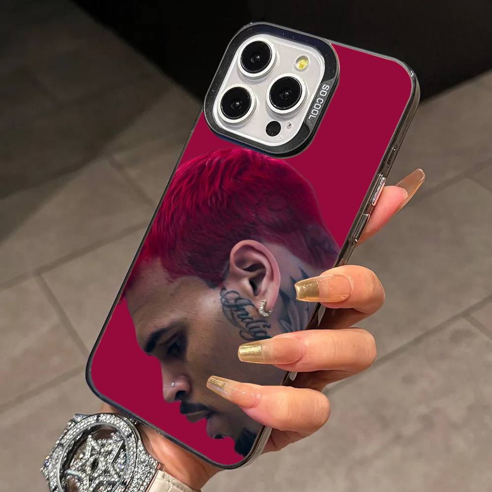 Chris B-Brown Phone Case For iPhone 17,16,15,14,13,12,11 Plus,Pro Max,XS,Colorful Silver Phone case Funda Cover