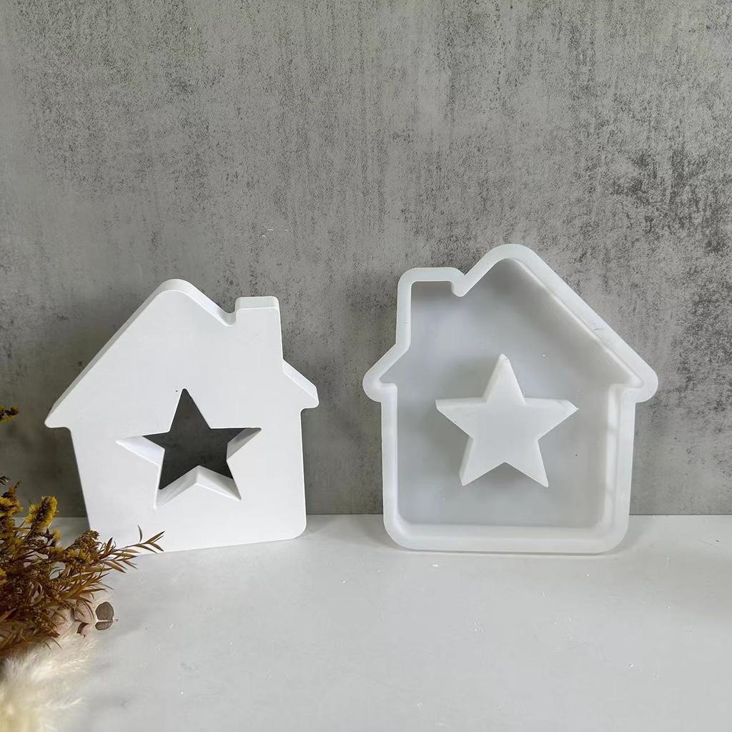 Star House Candle Molds Love Heart House Resin Molds for Making Candle Cake Fondant Room Decorations Gypsum Ornaments