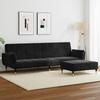 2 Seater Sofa Bed with Ottoman Black Velvet