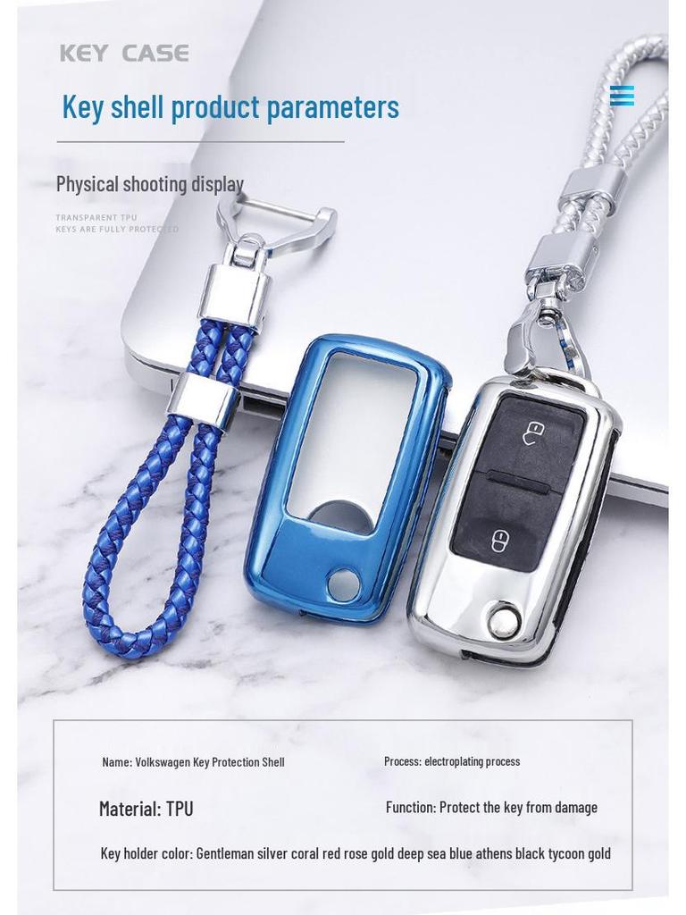 Etui na kluczyk Volkswagen dla modeli Lavida, Bora, Tiguan, Santana, Sagitar, Lamando, Jetta - Połówka skorupy z klamrą