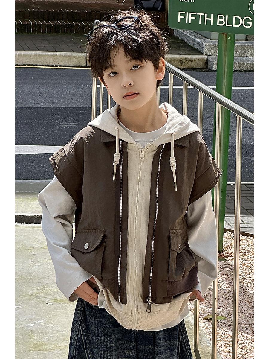 

Повседневная мужская рубашка-жилет с капюшоном на молнии – Осенняя коллекция 2025 Medium хаки