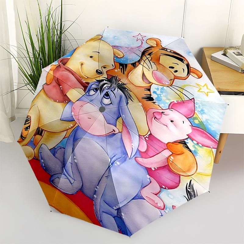 

Winnie and friends Themed Travel Umbrella-8 Ribs Automatic Opening and Closing, Portable Folding Design, Compact and Stylish Umbrella