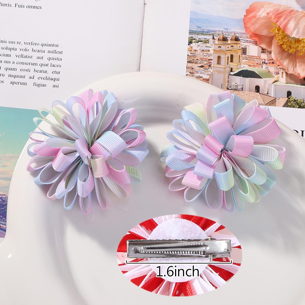 2 Stück/Los Schleifenblume Haarnadeln Doppelfarbige Haarspangen Mädchen Prinzessin Haarreif Haarspangen Handgefertigter Kopfschmuck Haarschmuck