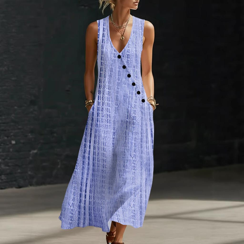 Robes d'été pour femmes Robe midi décontractée et fluide Robes d'été pour vacances à la plage Avec poches