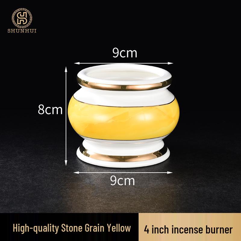 Large Ceramic Buddhist Incense Burner for Indoor Rituals, with Holy Water Cup and Incense Stick Holder
