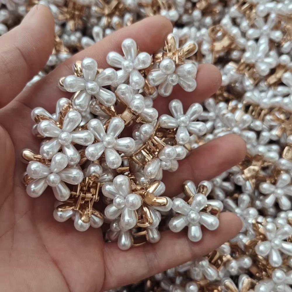 10pcs White Side Clips with Floral Accents Multifunctional Braiding and Hair-Tying Clips for Day and Night Hair Clips for Women