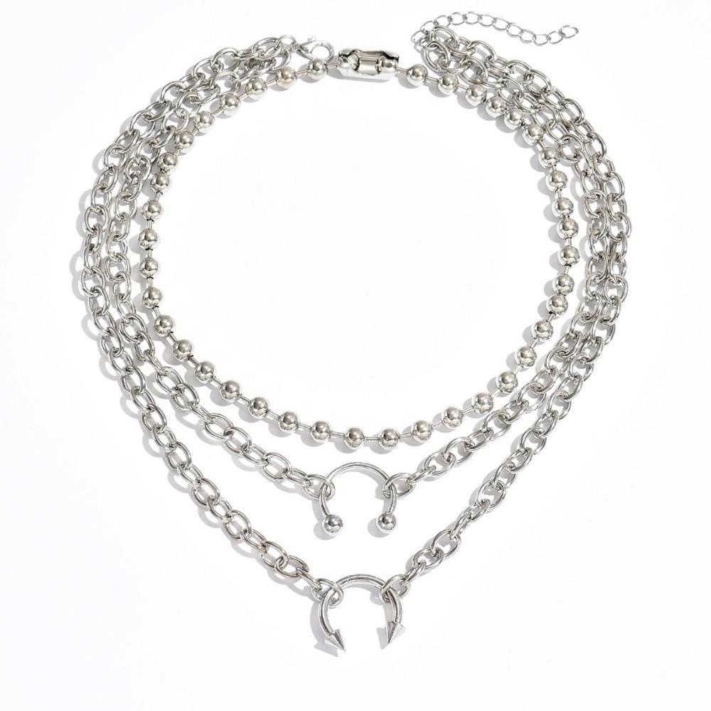 Rivet Chunky Chain Choker Punk Style Spiked Hooves Necklace New Nose Clip Pendant Necklace Gifts Style C