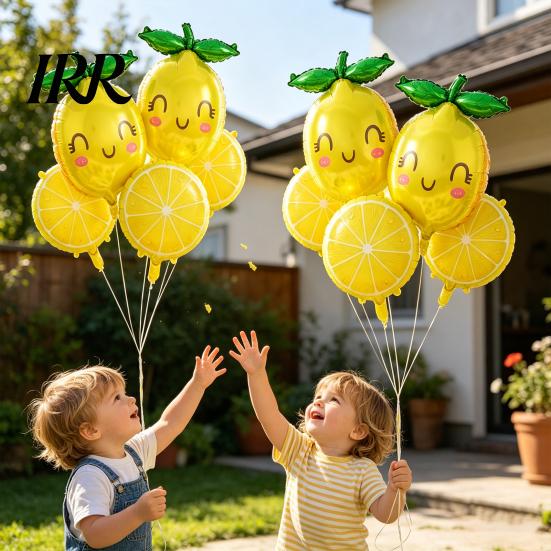 Brautjungfern-Zitronen-Deko 10 Stück Ballons, Sommer Gelbe Obst-Folienballons für Scheibenballon-Themen-Geburtstagsparty-Zubehör, Urlaub