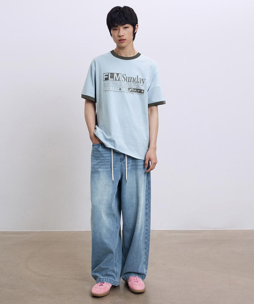 FILLUMINATE Flm Sunday Ringer T-Shirt - Sky Blue